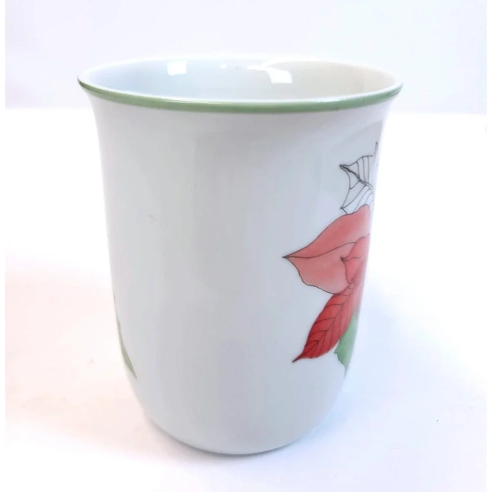 Vintage 1982 Block Spal Poinsettia Beer Mug Christmas Porcelain White Portugal